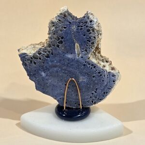 Natural Blue Coral Freeform Gemstone On Handmade Resin/ Solid Bronze Display
